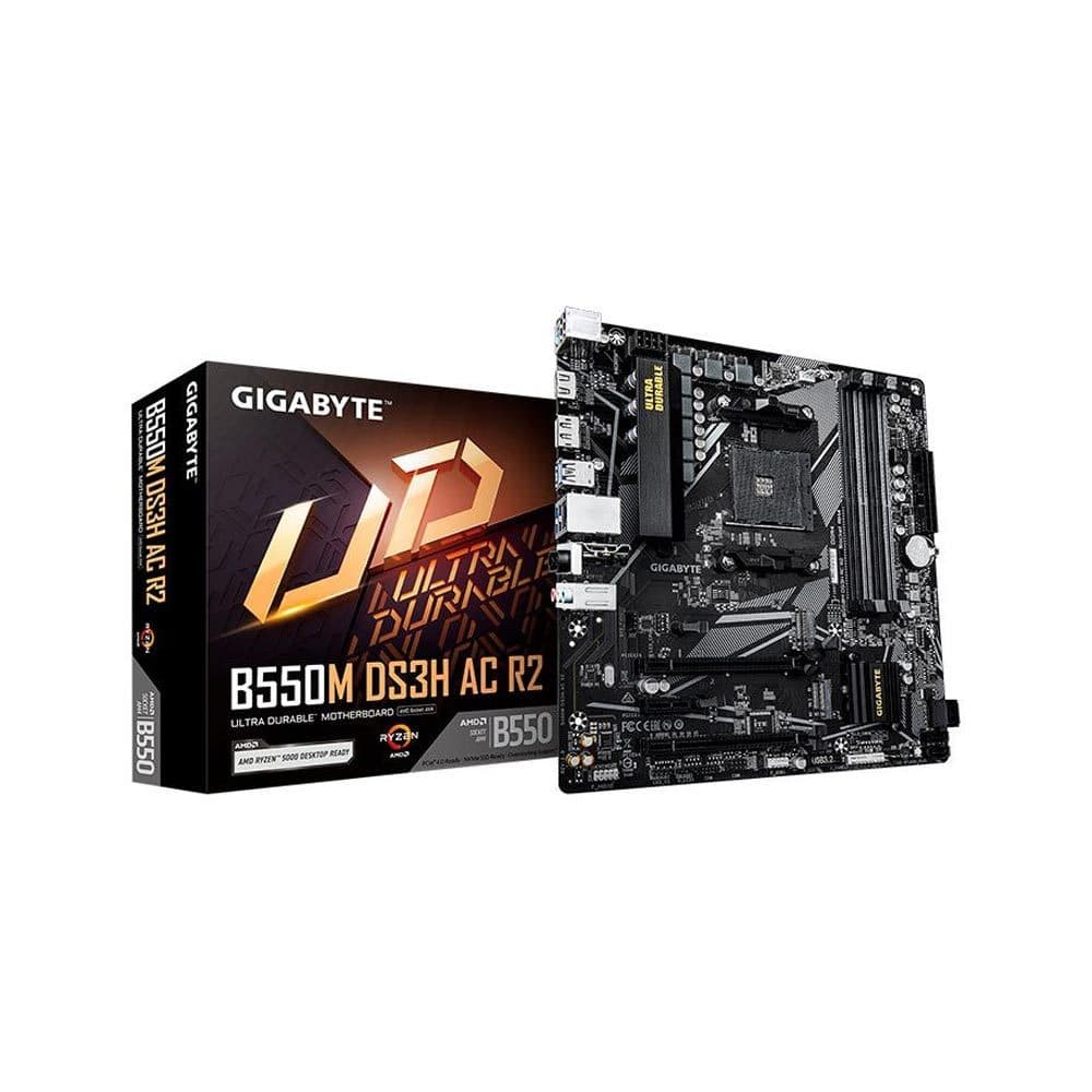 Placa Mãe Gigabyte B550m Ds3h Ac R2, Chipset B550, Amd Am4, Matx, Ddr4