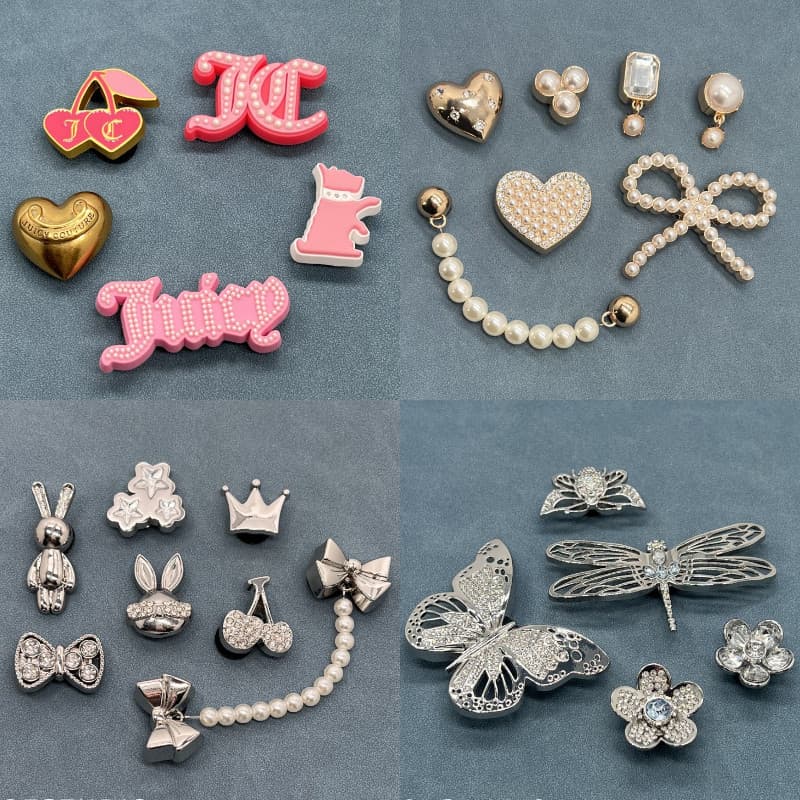 Miss Zoe Jibtz Bolsas Com Buracos De Metal Anime Acessórios DIY Chinelos De Desenho Animado Decorativos