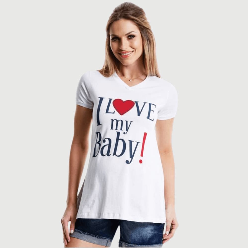 Blusa Gestante I Love My Baby Branca