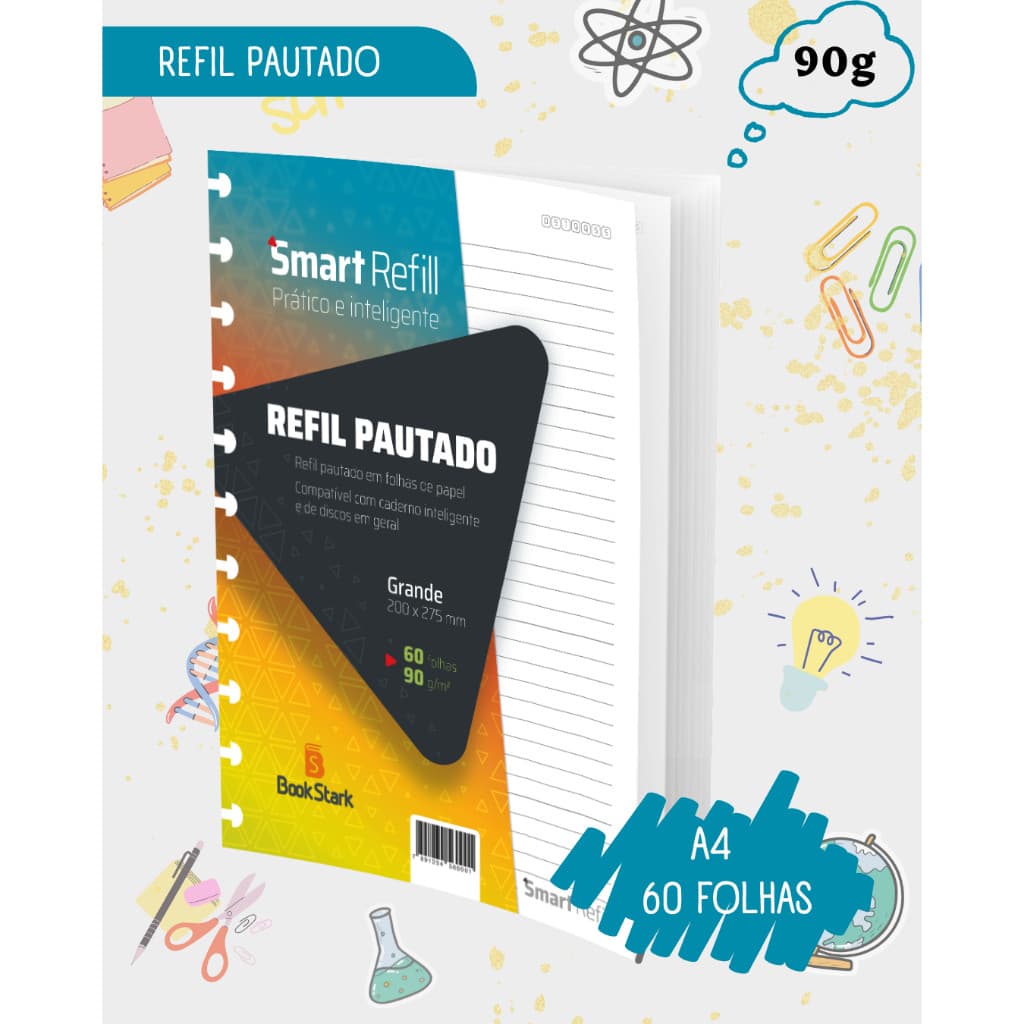 Refil Pautado Para Caderno Inteligente 11 Discos 200x275mm 60 Folhas