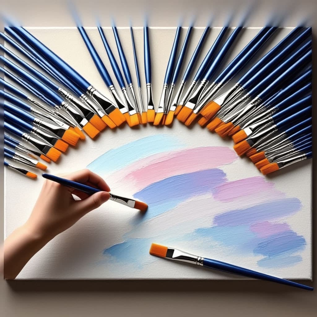 Conjunto De Pincéis De Pintura Profissional (50 Unidades)-Cerdas De Nylon De Vários Tamanhos Para Óleo/Água/Acrílico/Art