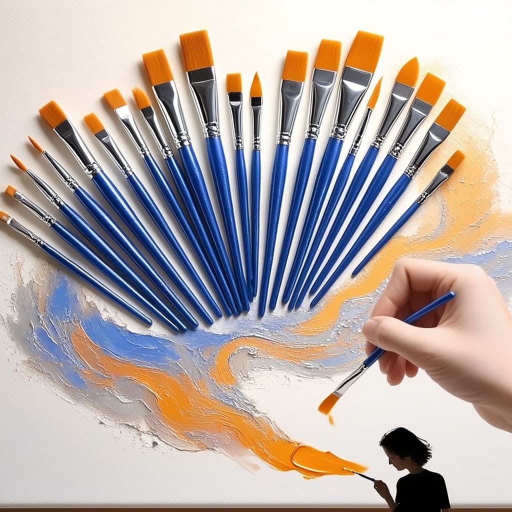 Conjunto De Pincéis De Pintura Profissional (50 Unidades)-Cerdas De Nylon De Vários Tamanhos Para Óleo/Água/Acrílico/Art