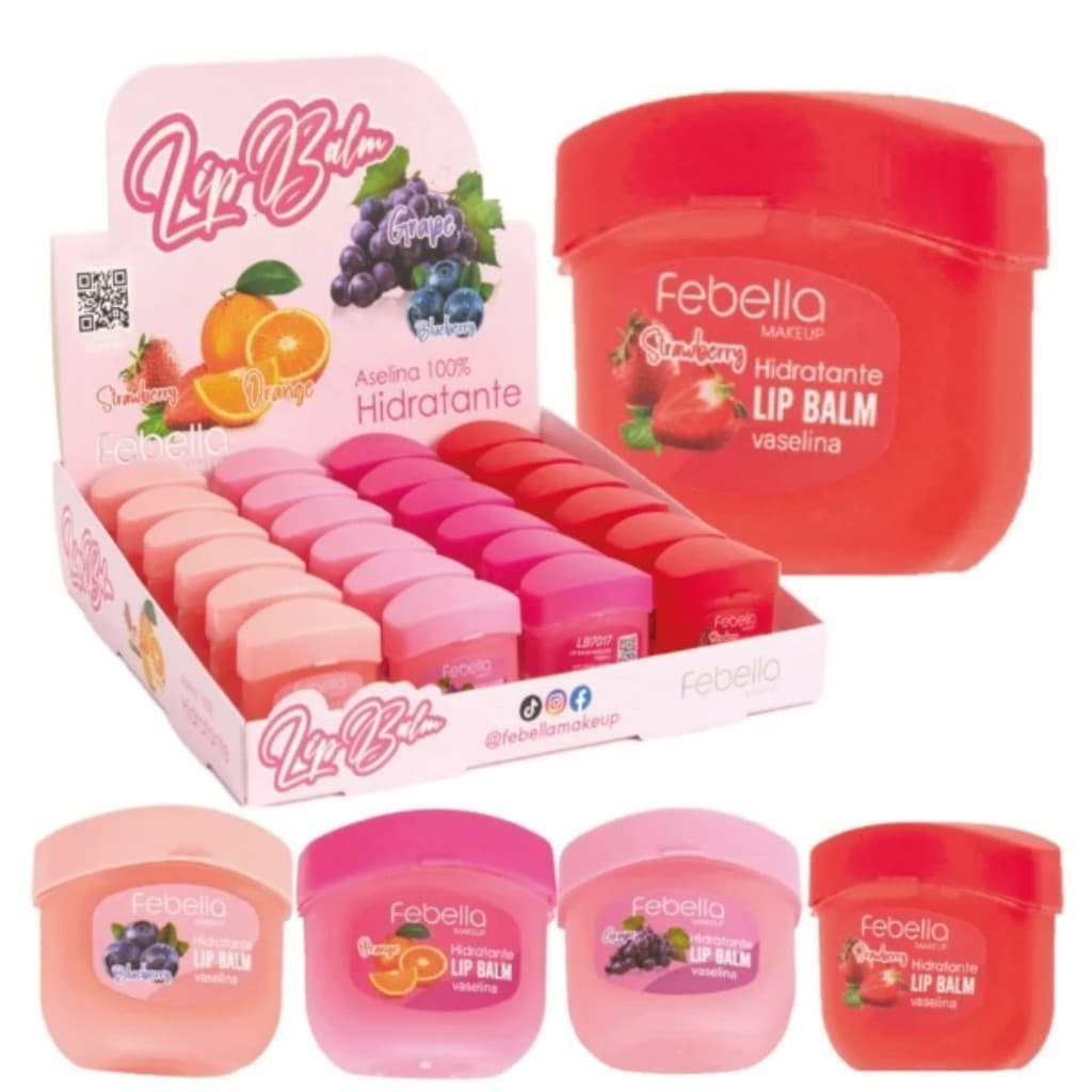 Febella - Lip Balm Frutas Potinho Hidratante LB7017 - 24 Und