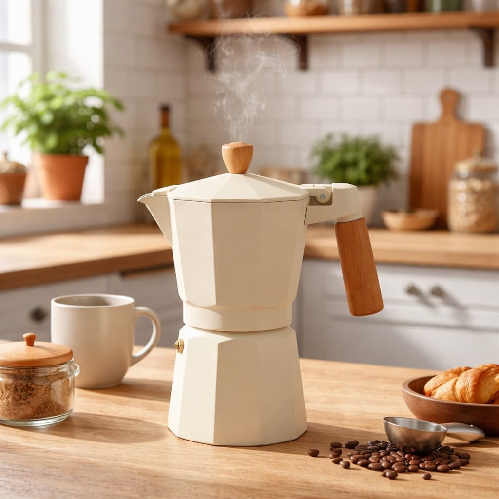 Cafeteira Italiana Expresso Moka 3, 6 e 9 xícaras Bege Cozinha Café Para Servi Praticidade