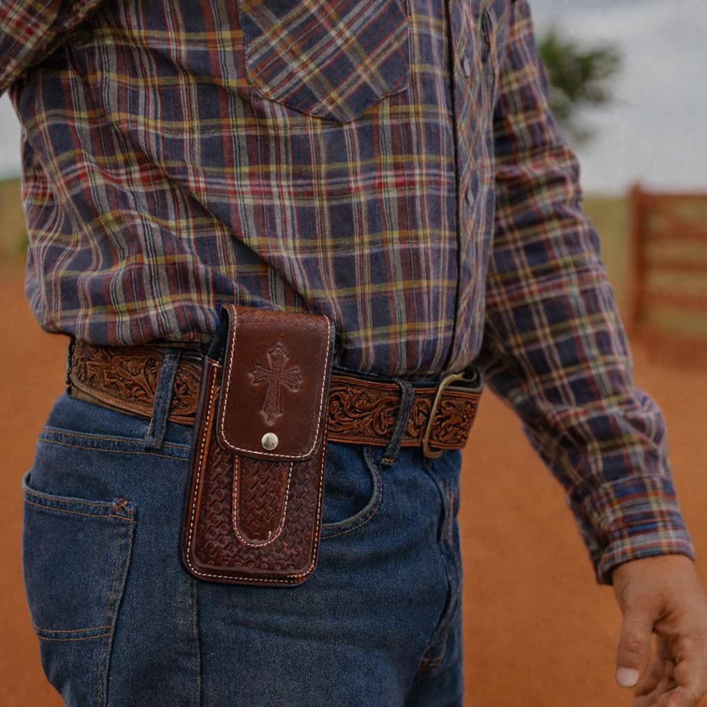 Bainha Capinha Country Canguru Celular Canivete Couro Legítimo