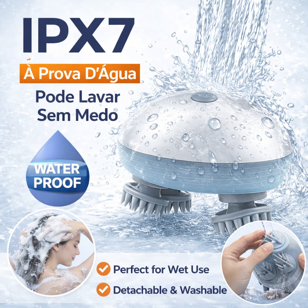 Massageador Recarregável à Prova D'Água IPX7 - Sem Fio para Banho, Massagem Corporal e Viagem