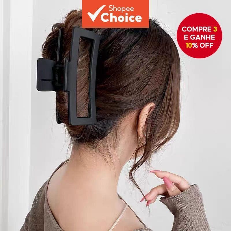 Grampo De Cabelo Grande Com Costas Enroladas-Faixa De Cabeça De Tubarão Fosca Quadrada Grossa Para De Volume