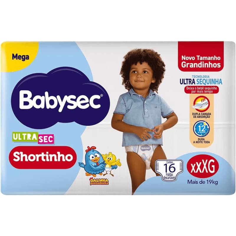 Fralda Babysec Ultra Shortinho Mega XXXG 16 Unidades