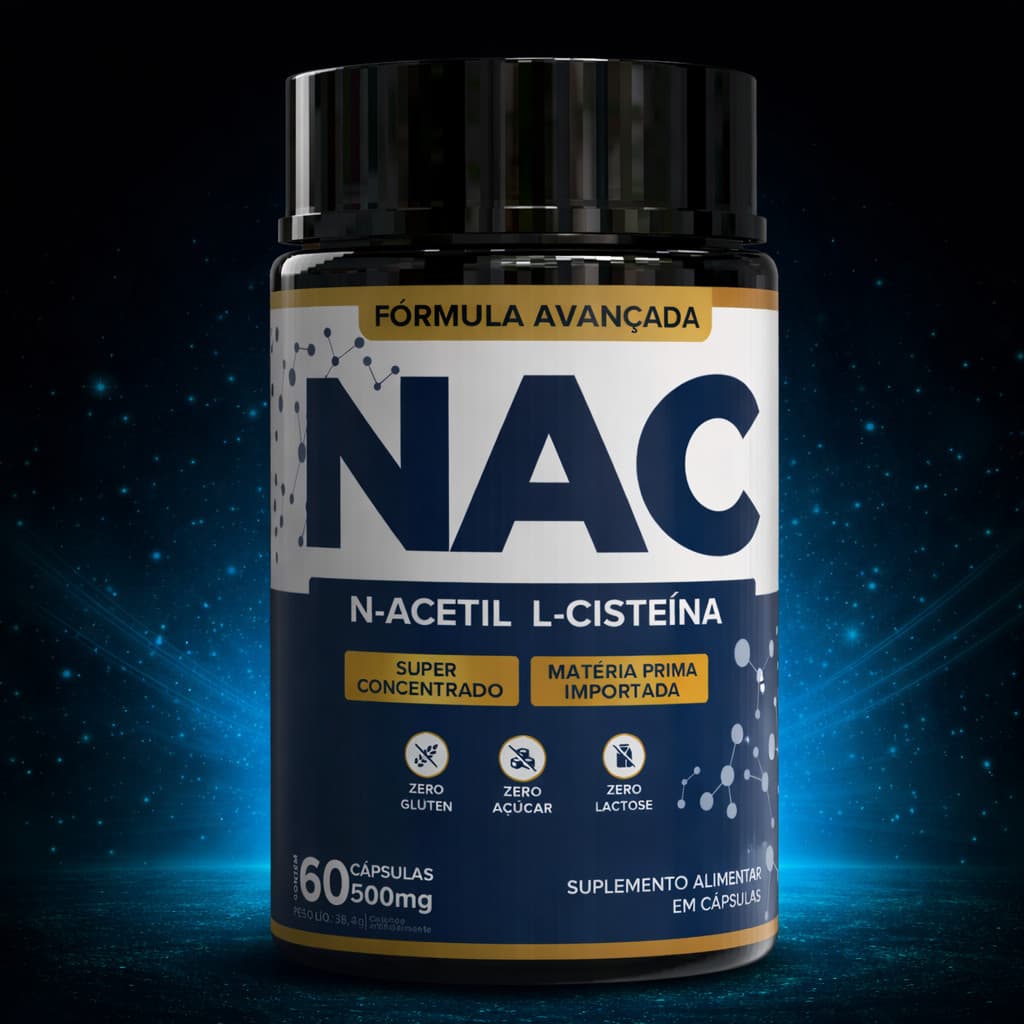 NAC N-Acetil L-Cisteína 500mg | Antioxidante, Detox, Imunidade e Saúde do Fígado – 60 Cápsulas