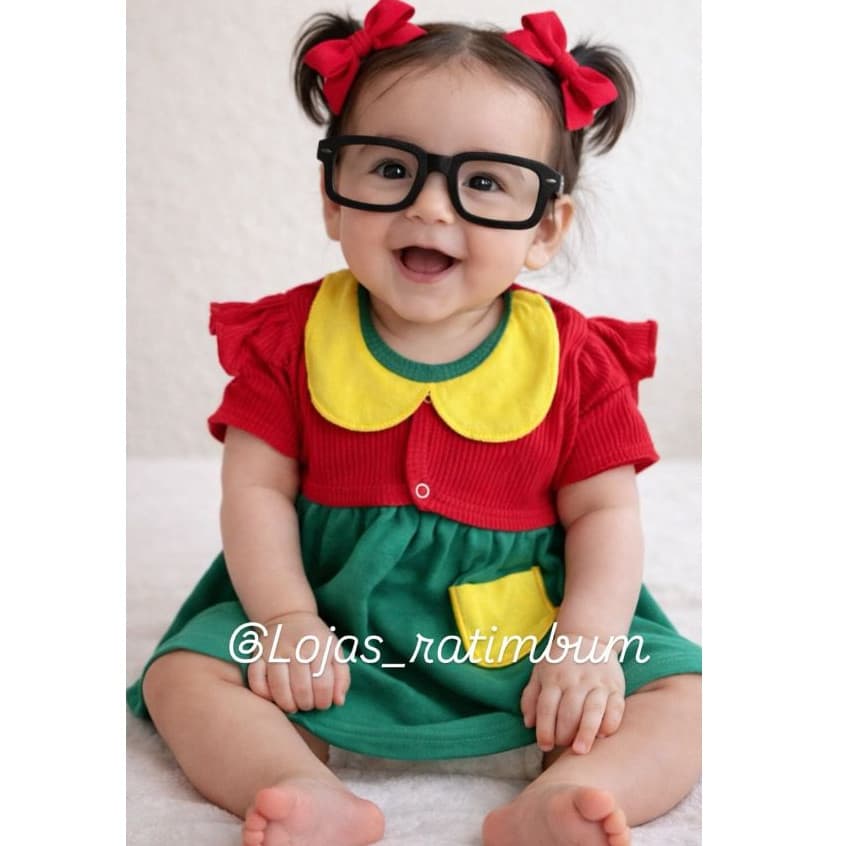 Fantasia Chiquinha Infantil Bebê Turma do Chaves Mesversário Festa Temática