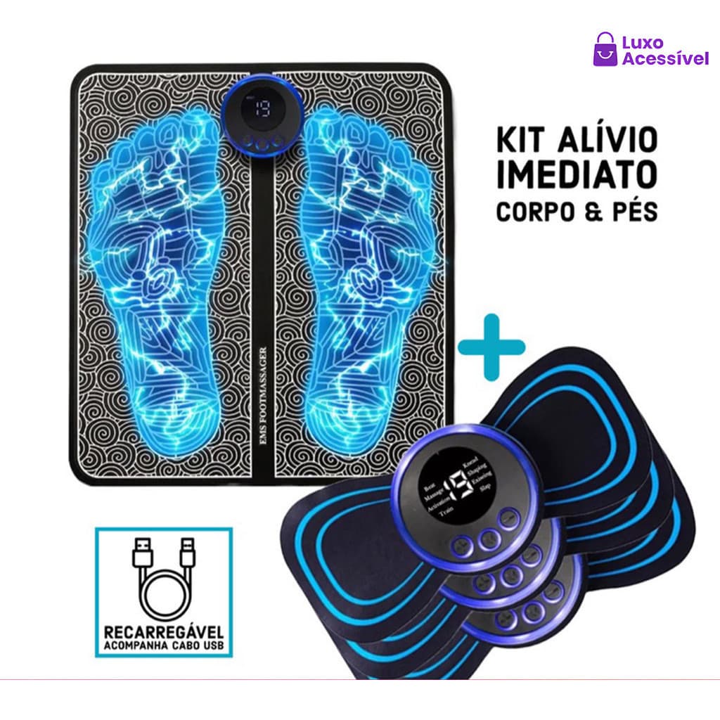 Kit Tapete E Mini Massageador Elétrico Dor Pés E Musculares kit 1,2 Conjunto de massagem