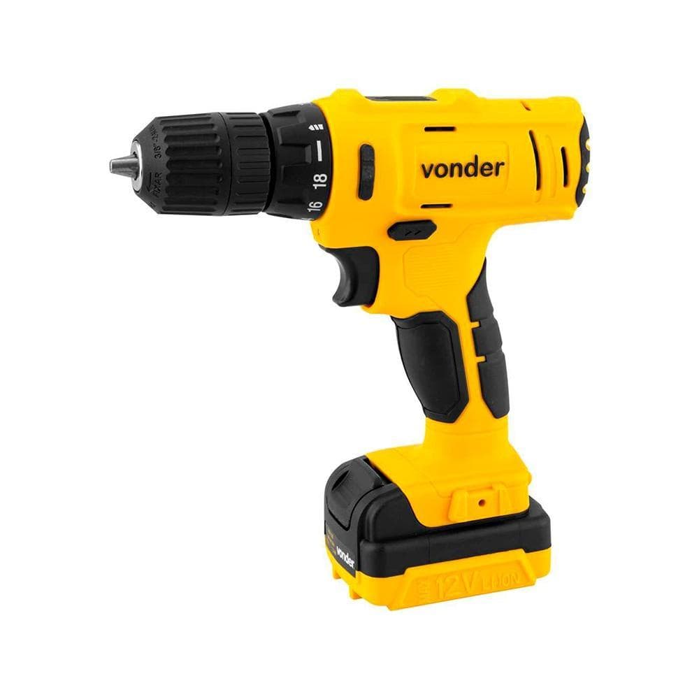 Parafusadeira/Furadeira á Bateria 12V PFV120 Vonder - Amarelo/Preto