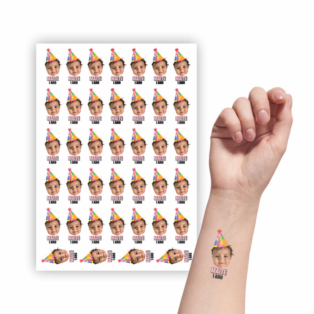 39 Tatuagem Temporária Personalizada de Aniversário Infantil - Tatuagem Mania