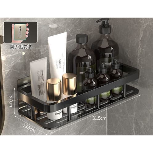 Suporte de Shampoo e Sabonete Sem Furos – Prateleira Adesiva de Banheiro Alta Resistência