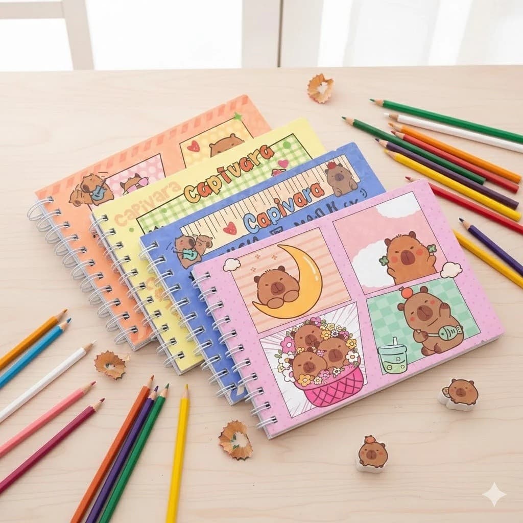 Livro de Colorir Capivara cute 50 Folhas Caderno de Desenho Pintura Coloring Book infantil，Promoção