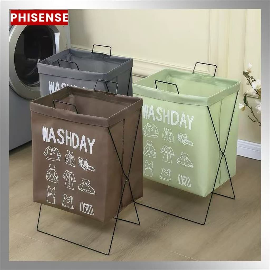 Cesto organizador roupa dobrável grande/ cesto de roupas sujas grande com suporte