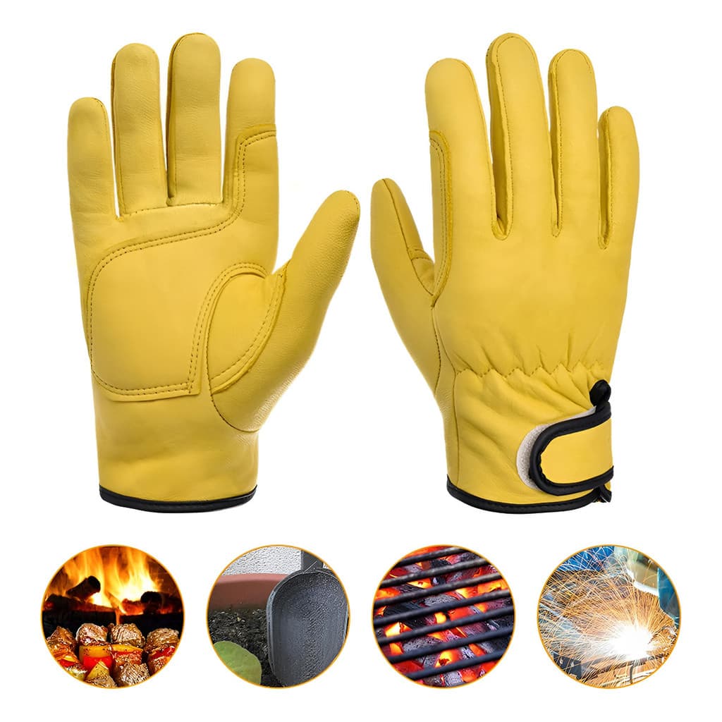 Luva De Segurança Em Couro Para Soldagem Churrasco Alta Resistência