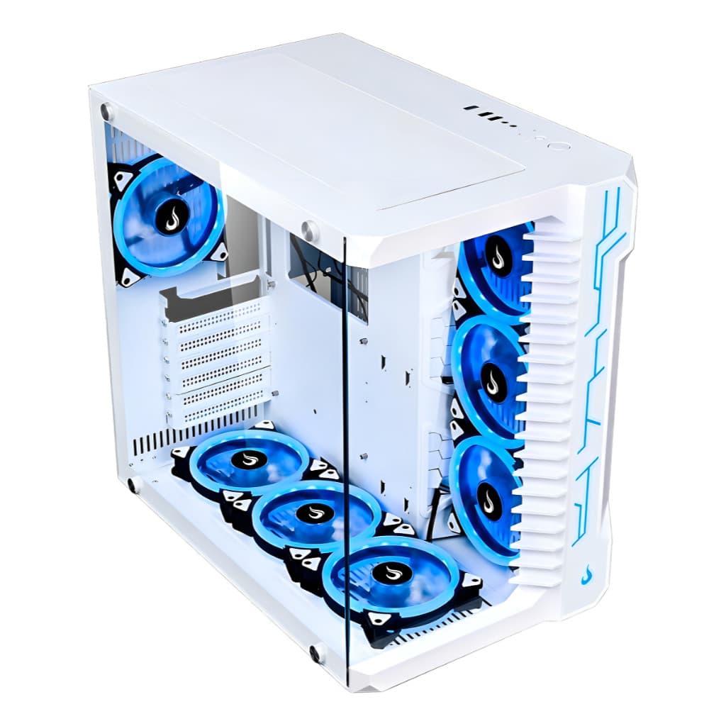 Gabinete Gamer Rise Mode Galaxy Glass Branco | Vidro Temperado | RM-GA-GG-FW
