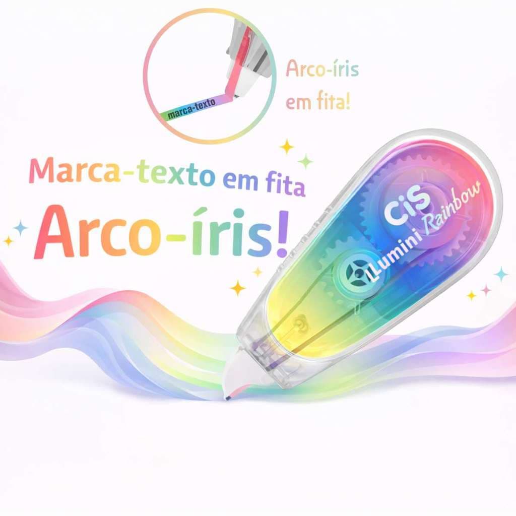 Marca Texto em Fita Arco-Íris CIS Lumini Rainbow 5mm x 3m Pastel