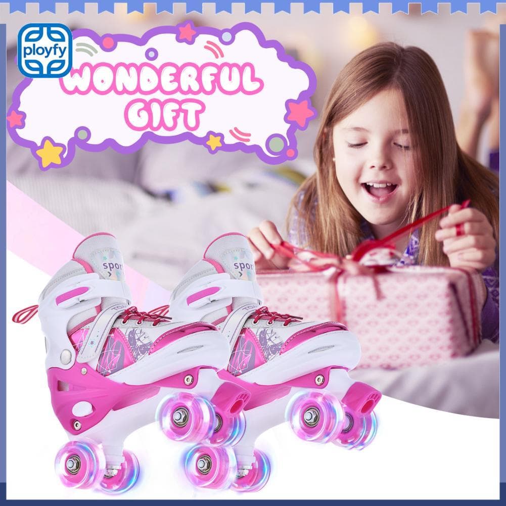 Patins para meninas meninos crianças 4 tamanhos ajustáveis ​​com luz