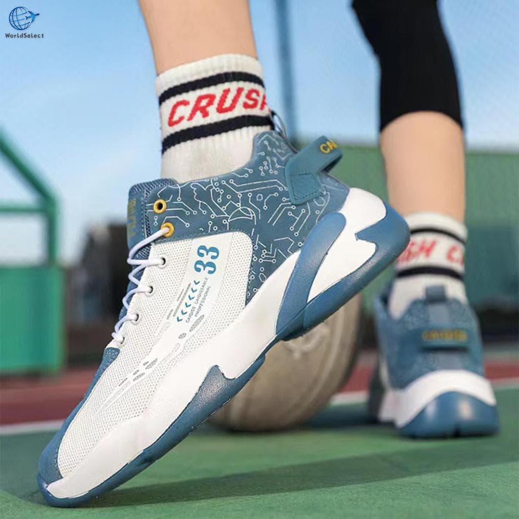 Tênis De Basquete Masculino De Cano Alto , Malha Respirável , Sola Grossa , Design , Casuais Para Primavera E Outono