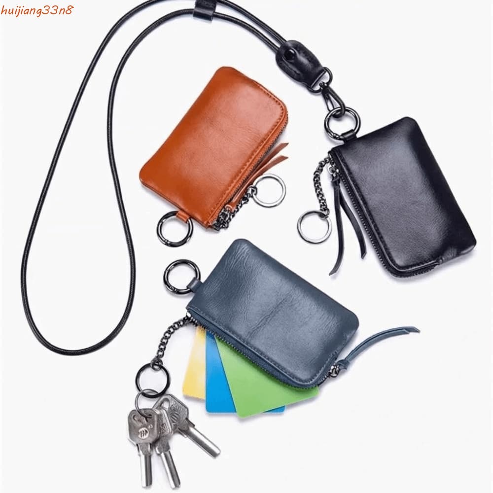 Carteiras Penduradas No Pescoço HUIJIANG , Mini Bolsa De Moedas Retrô PU , Macia Requintada Com Porta-Cartões De Cordão 