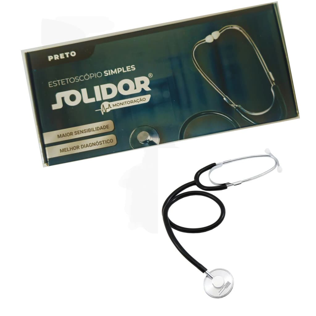 Estetoscópio Simples Preto Solidor Profissional Enfermagem Médico
