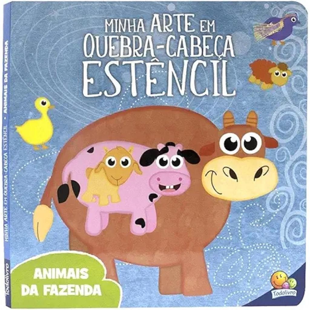 Animais da fazenda - Minha arte em quebra-cabeça estêncil autor Little Pearl Books