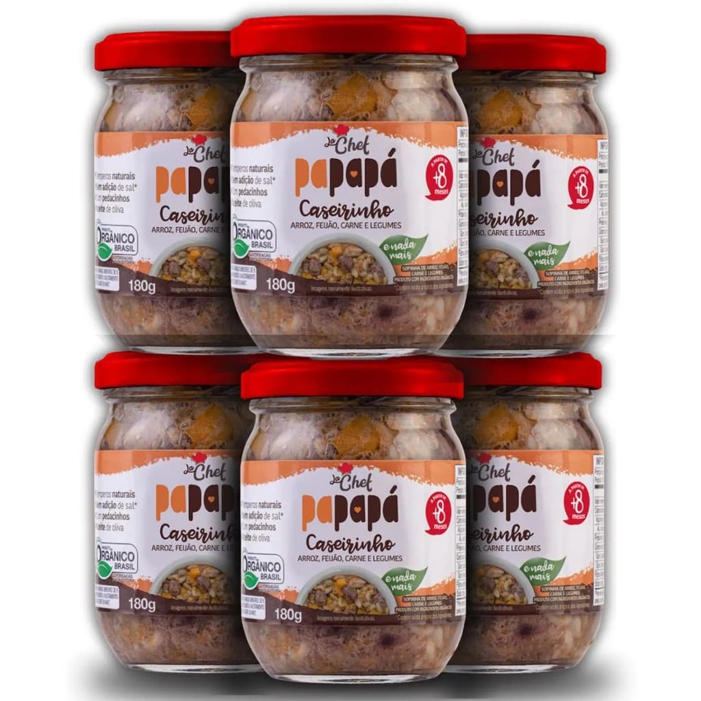 KIT 6 X SOPINHA BEBÊ ORGÂNICA PAPAPÁ LA CHEF 180g - CASEIRINHO