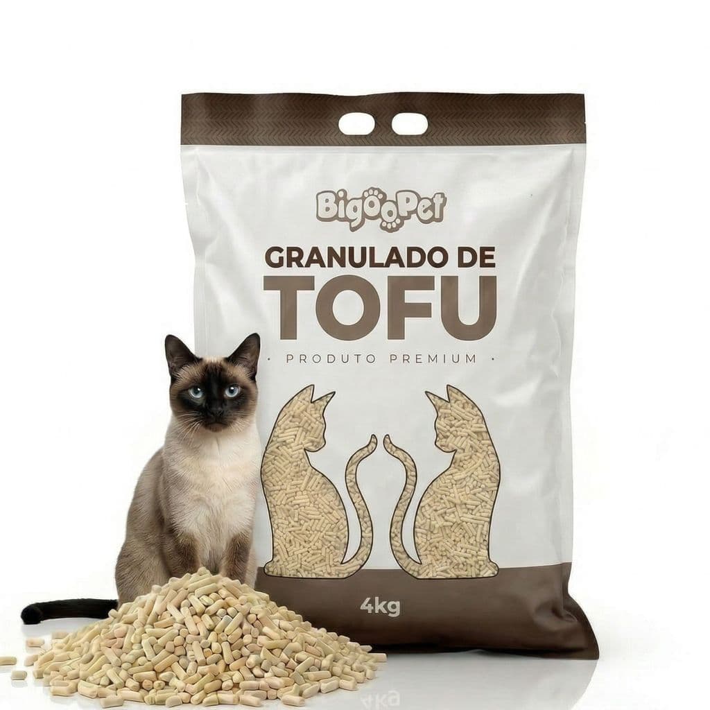 Areia de Gato Tofu 4kg Premium Biodegradável, Higiênico, Descarte no Vaso, Elimina Odores Bigoopet
