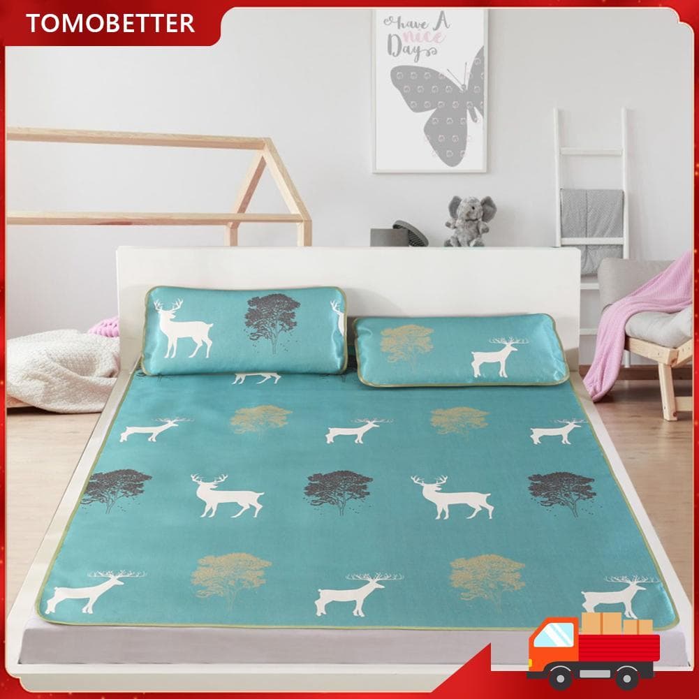 Impressão 3D dobrável dobrável verão capa de seda gelada tapete de resfriamento com fronha