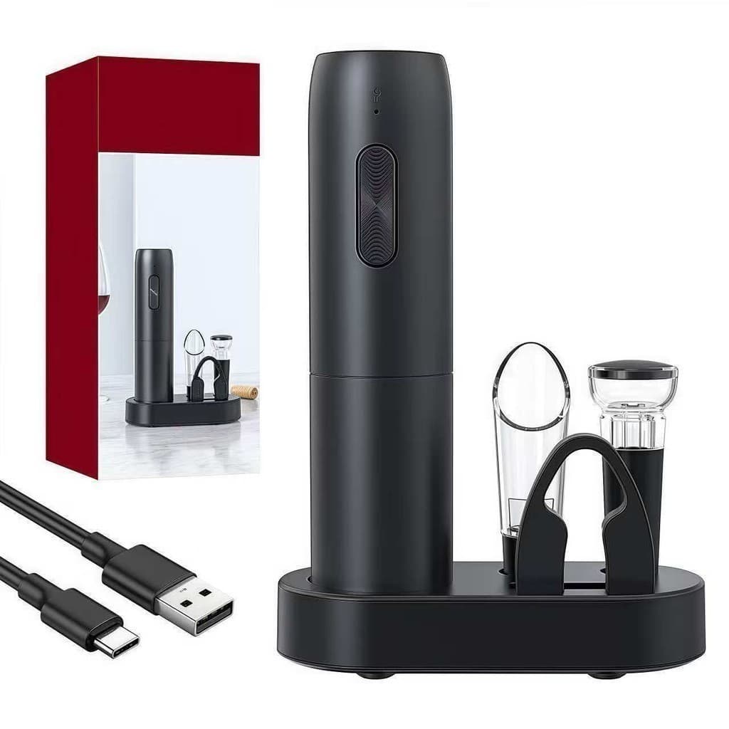 kit Conjunto de 4 peças de abridor de vinho elétrico recarregável por USB MARISA