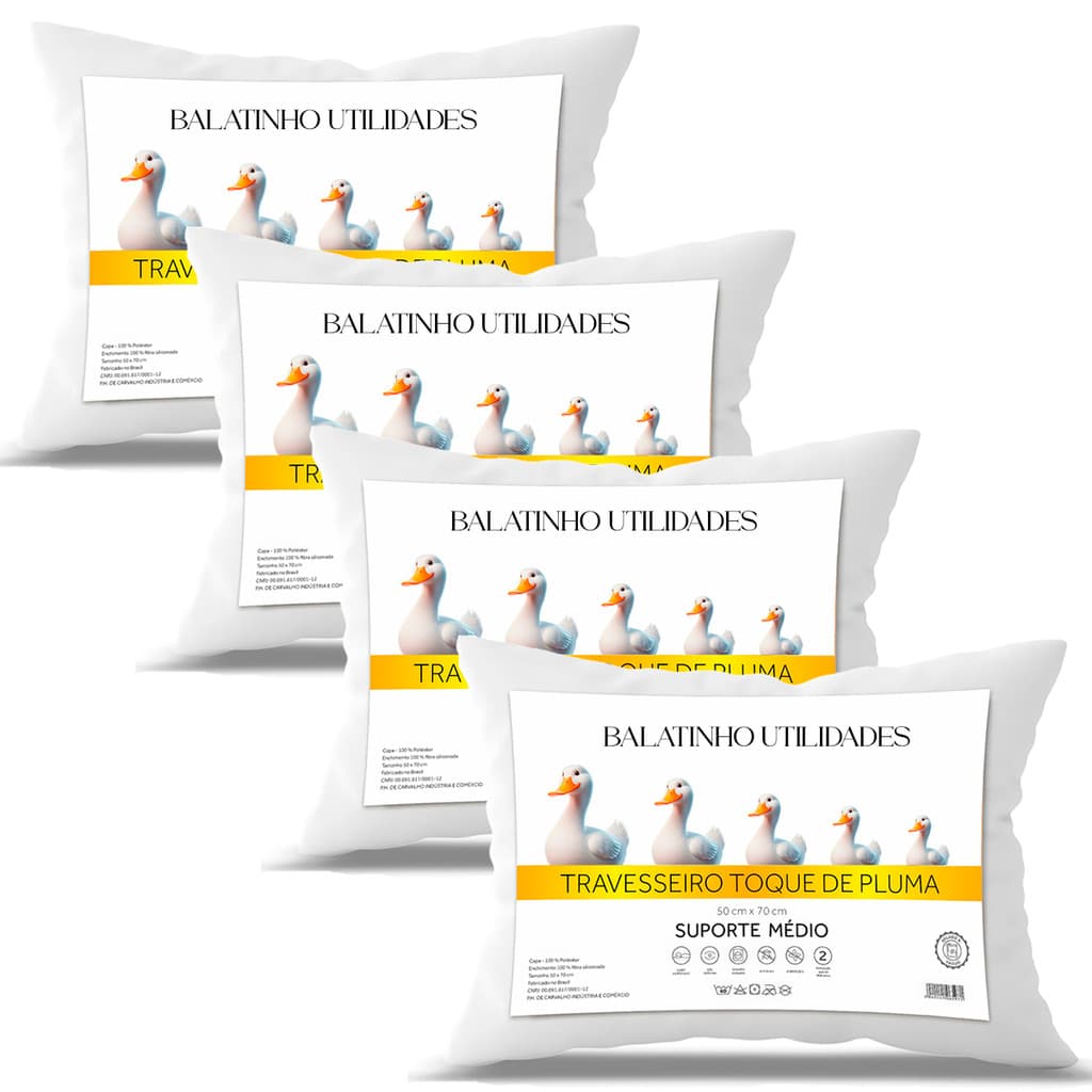 Travesseiro Pluma de Ganso Confortavel e Macio Antiacaro 50x70cm