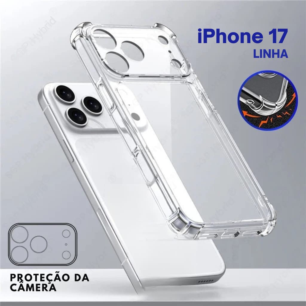 Capa Capinha Case Anti Impacto Transparente (Câmera Fechada) E Película 3D ou Hidrogel P/ 17 Pro Max