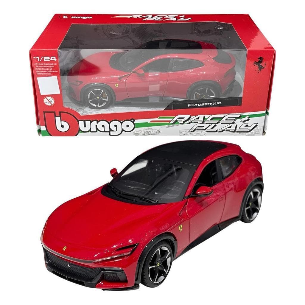 Miniatura Ferrari Purosangue 1:36 Metal Colecionável SUV Luxo Som e Luz Abre Portas Faróis Funcionais Pneus de Borracha