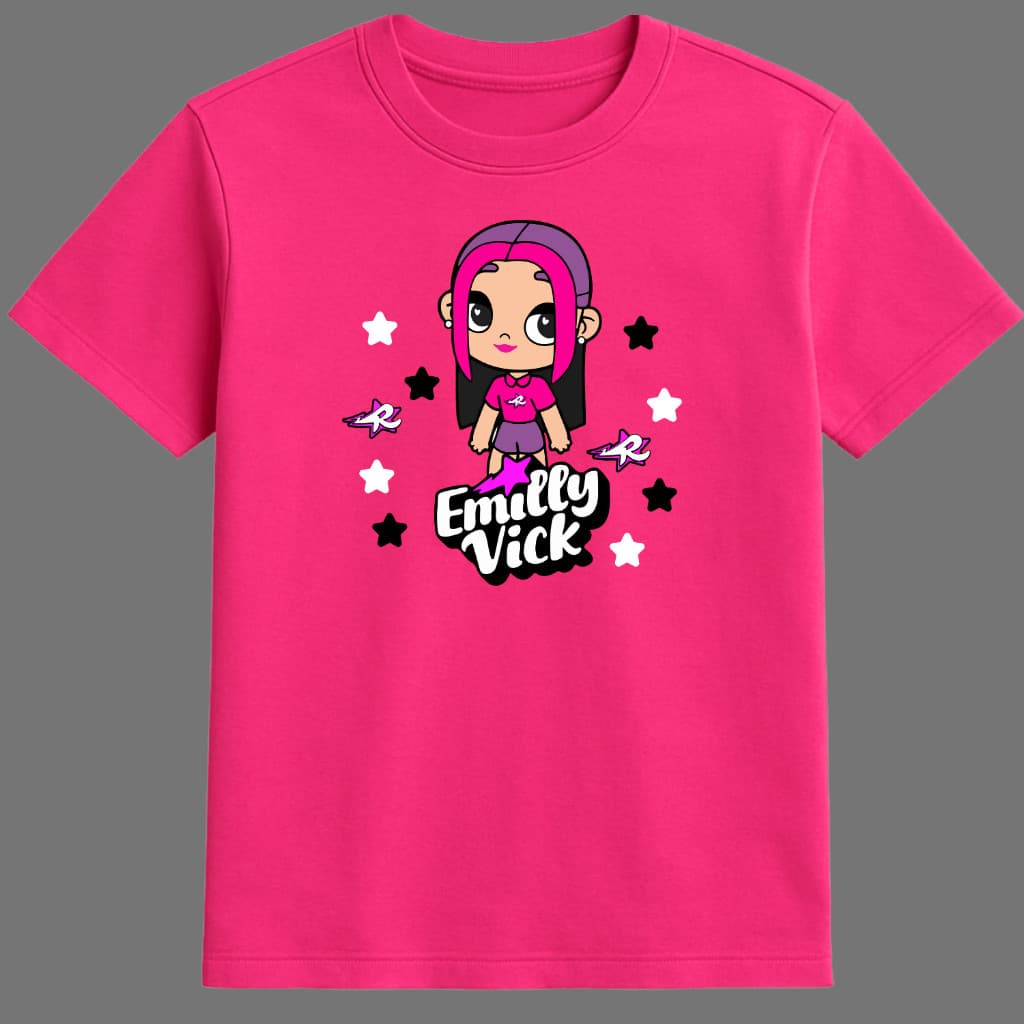 T-Shirt Menina Boneca Emily Vick Algodão Básica