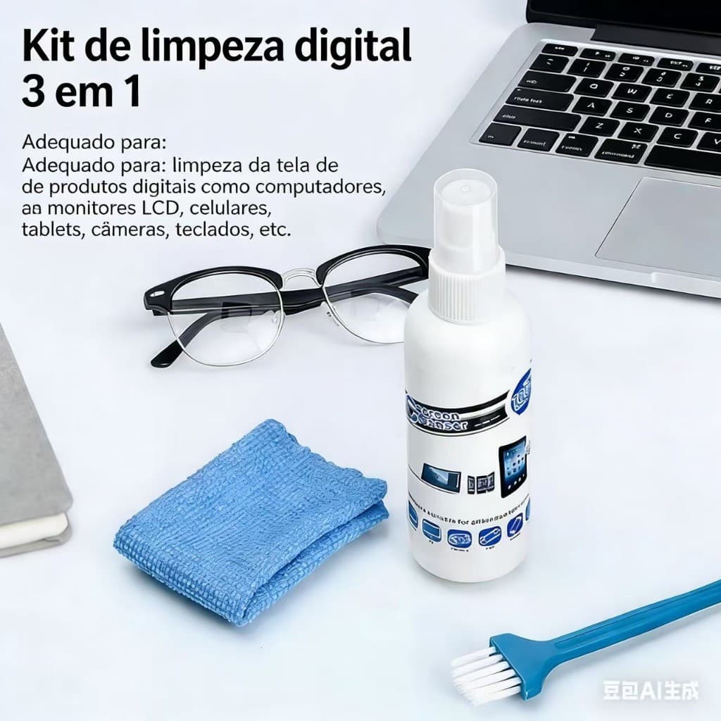 Kit Limpa Tela LCD 100ML Limpeza Telas sem Manchar Celular Tablet Monitor