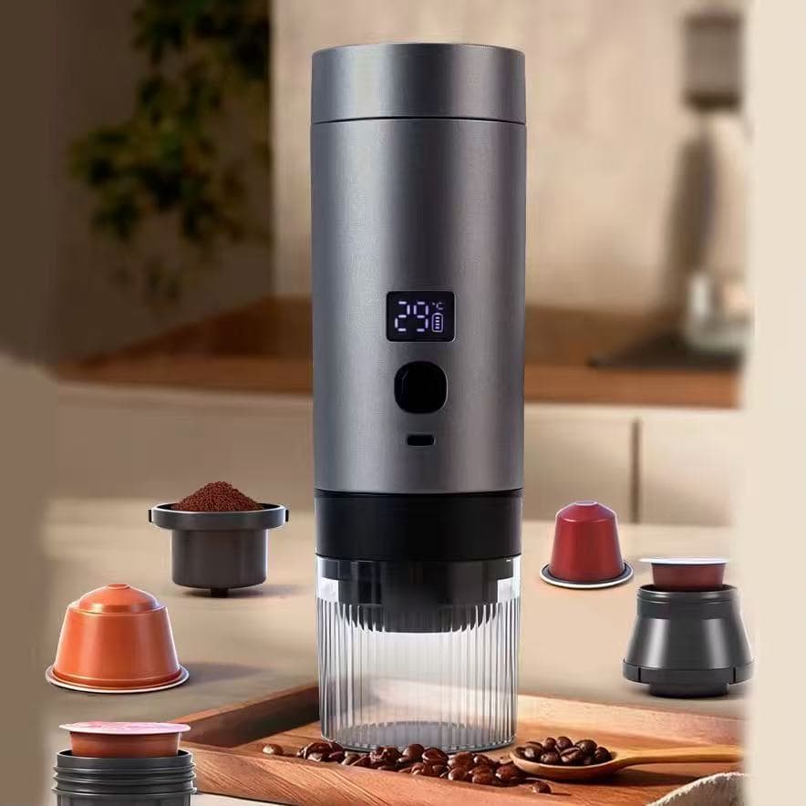 Máquina de Café Expresso Portátil 3 em 1 Elétrica Preta modernas Cafeteira cápsulas ou Café Moído-XL