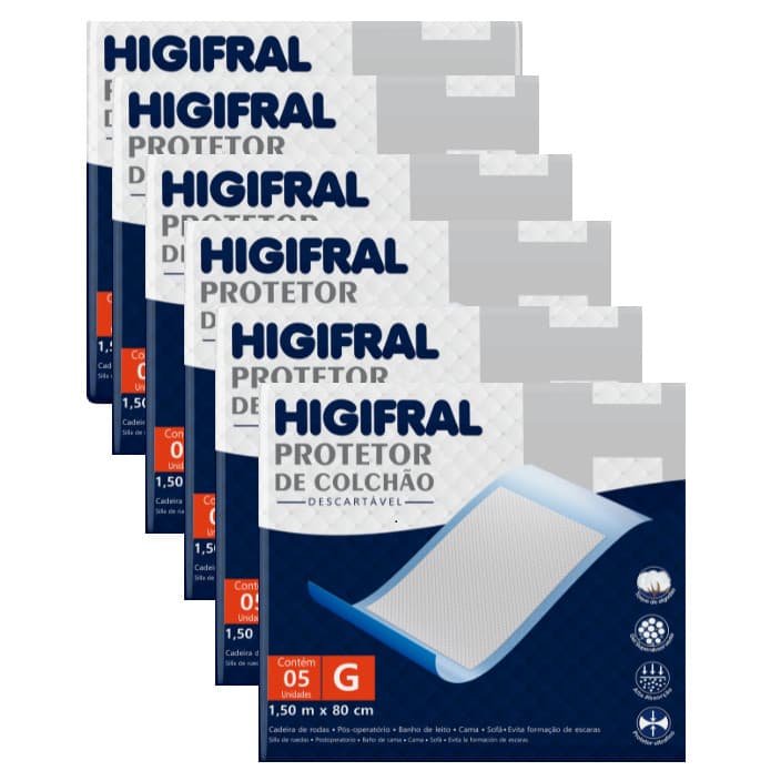 Kit 6 Pcts Protetor de Colchão e Lençol Descartável Higifral