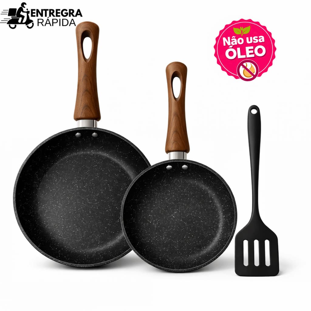 Frigideira Cerâmica Cabo Aço Inox Antiaderente Indução Gás Premium Preta Brege Não Usa Oleo