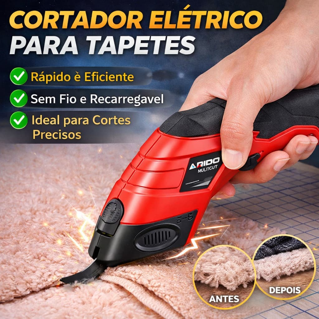 Tesoura Elétrica Recarregável USB para Tecidos 3.6V