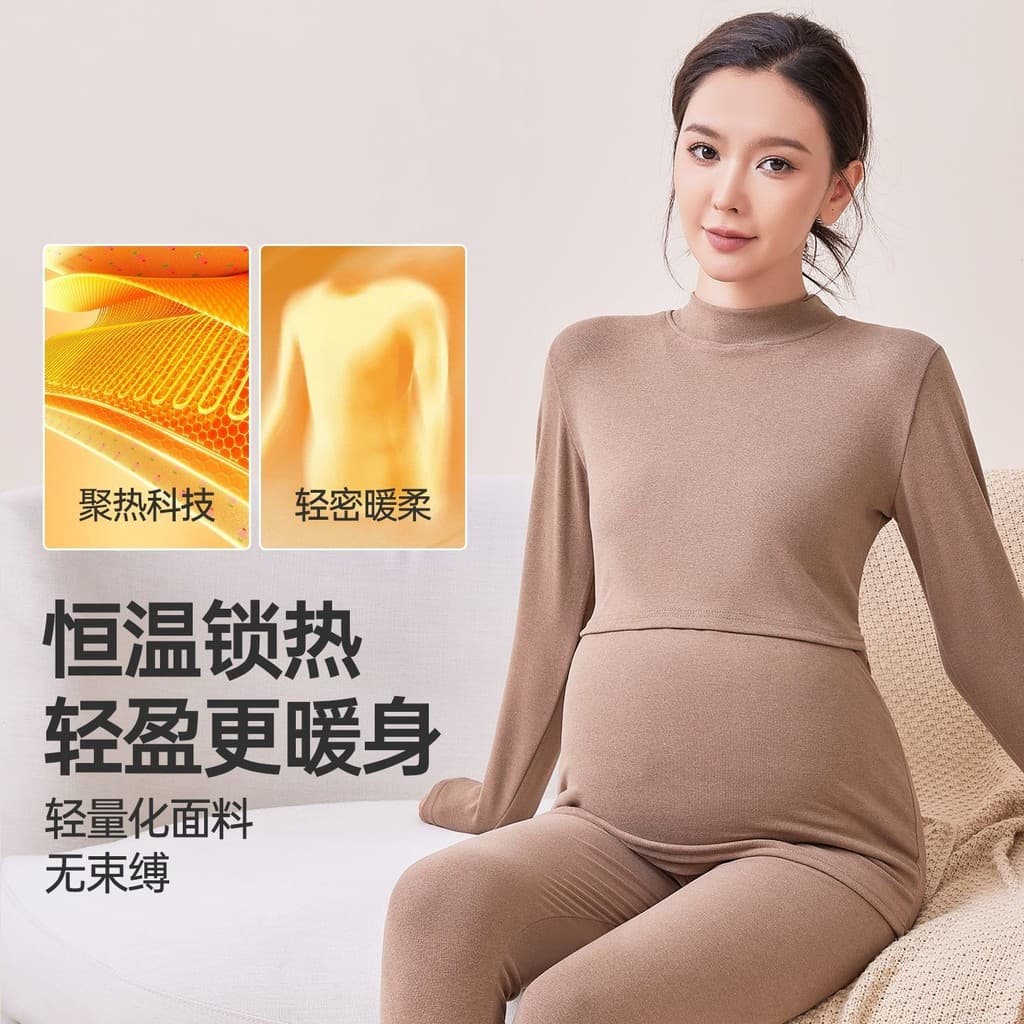 Maternidade roupas de outono calças compridas terno primavera alemão veludo roupa interior térmica pós-parto Plus Size r