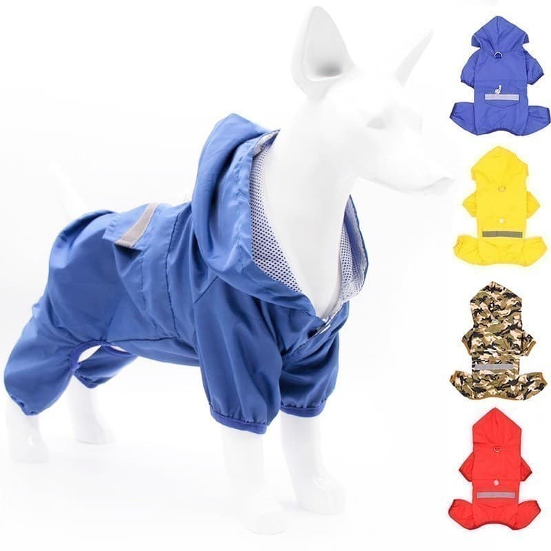 Capa de Chuva para Cães, Macacão Impermeável para Cães, Capa de Chuva Refletiva com Capuz para Filhotes, Roupas de Exter