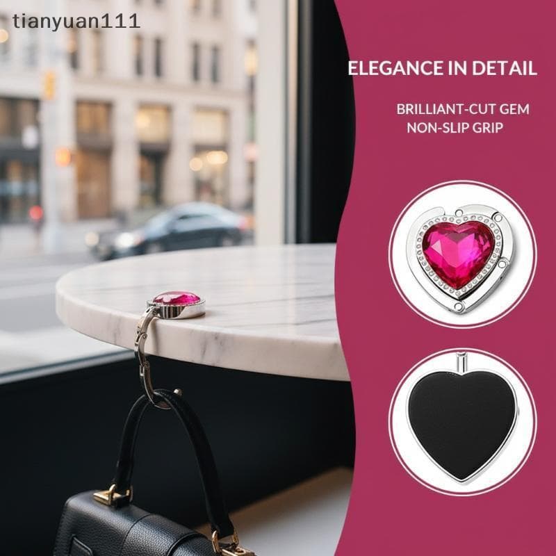 tianyuan111 Strass Bolsa De Mesa Gancho Dobrável Saco Cabide Brilhante Jóias Titular Portátil Para Restaurante Escritóri