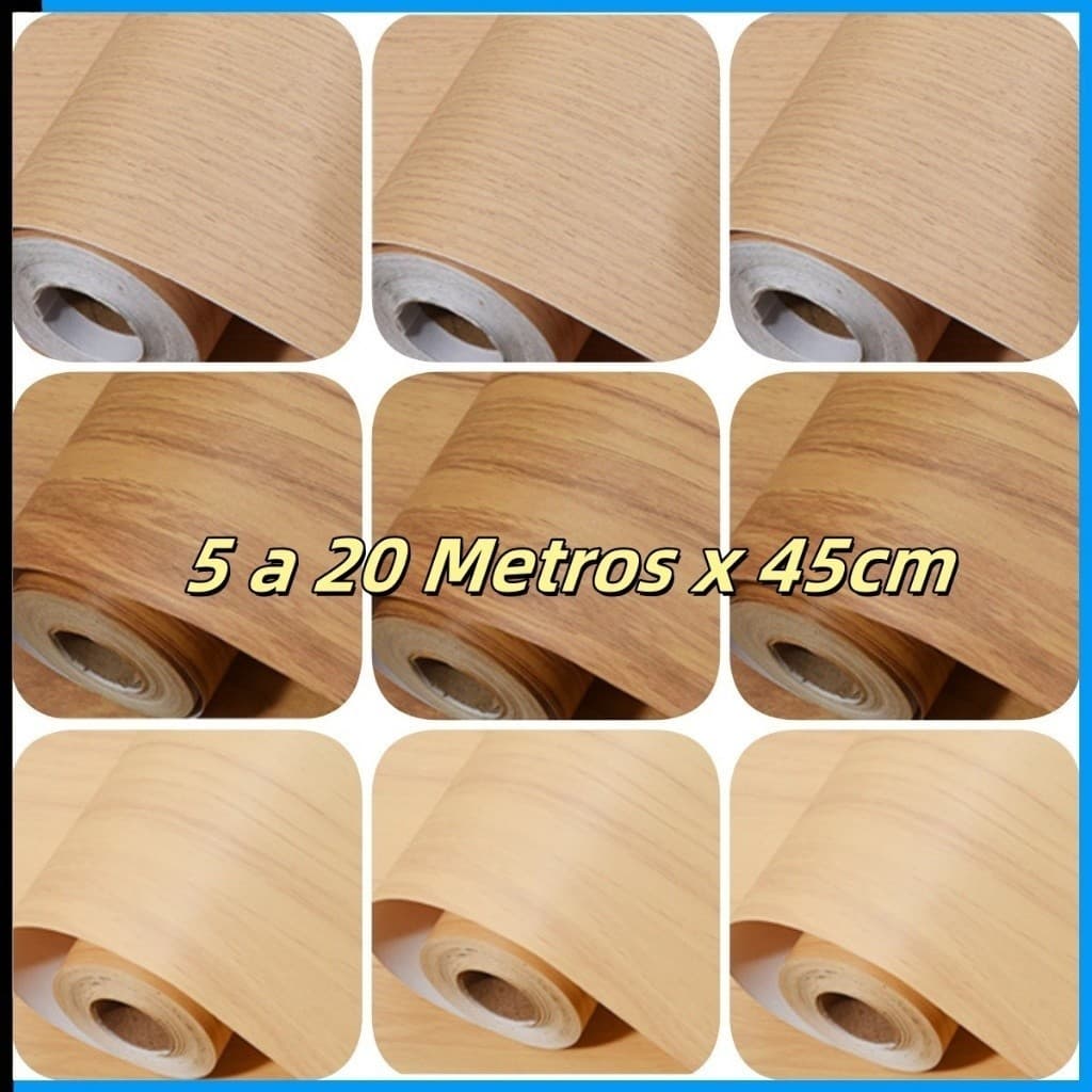 Papel Adesivo de Cor Madeira Escura 5 Metros x 45cm para Decoração e Envelopamento de ambiente, Sala, Quarto