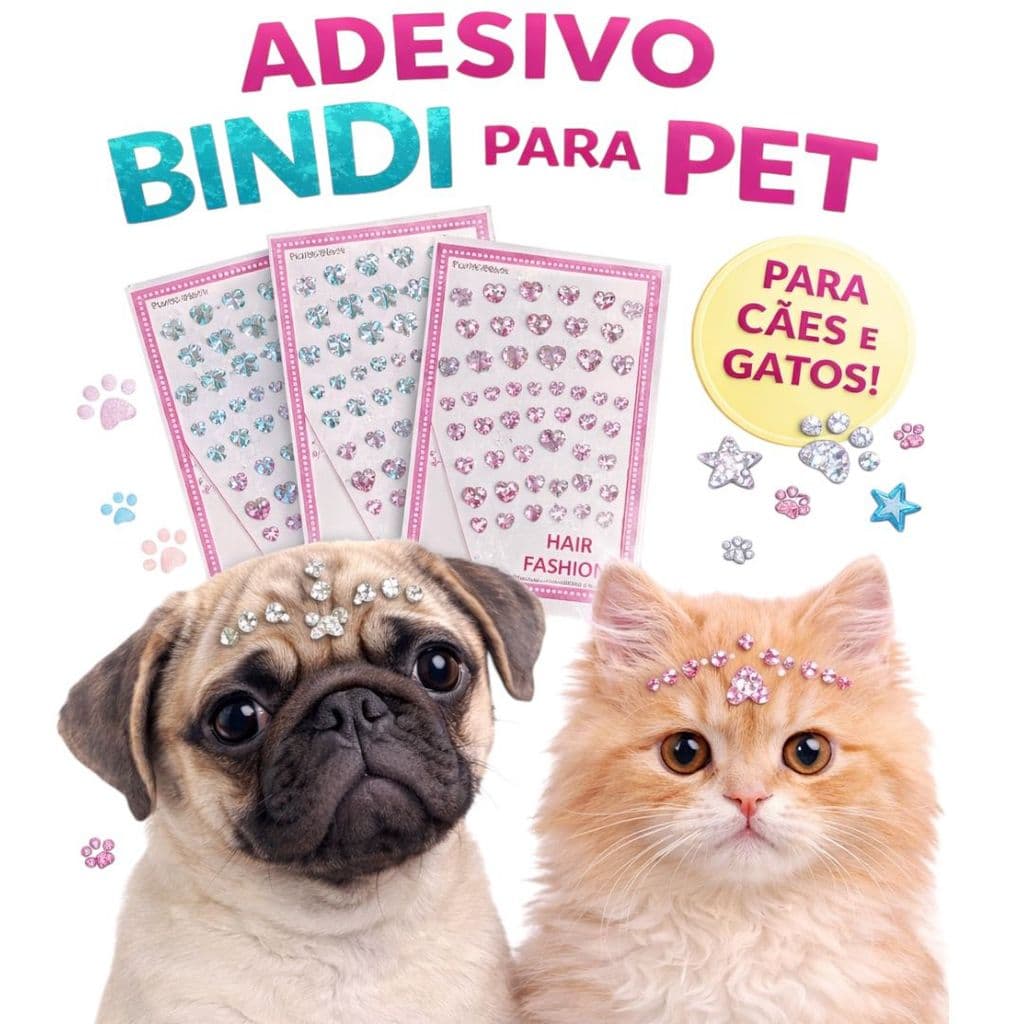 Cartela Adesivo Pet Shop Bindi Para Cachorros -  Kit 6 a 18 Adesivos Pet Banho e Tosa