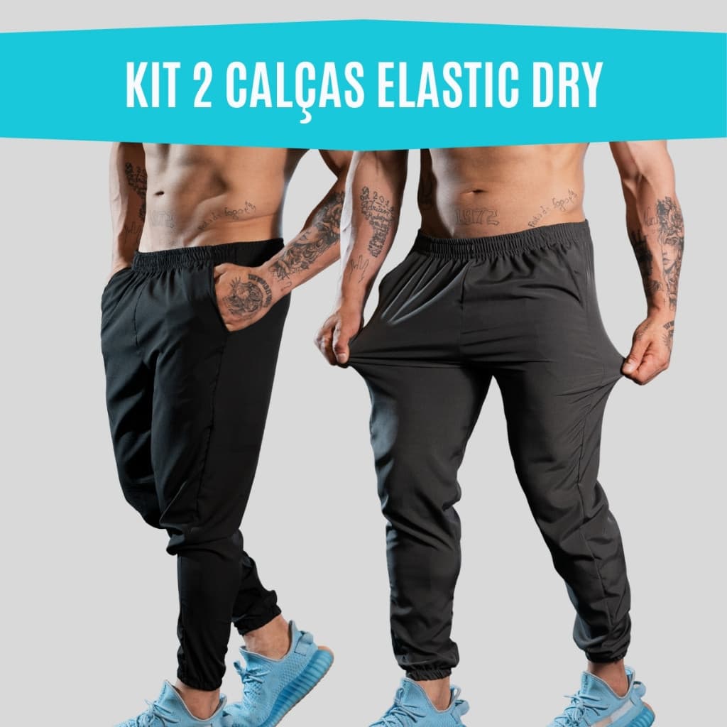Kit 2 Calça Masculina Elastic Slim Fitness Treino Respirável Leve com Bolsos