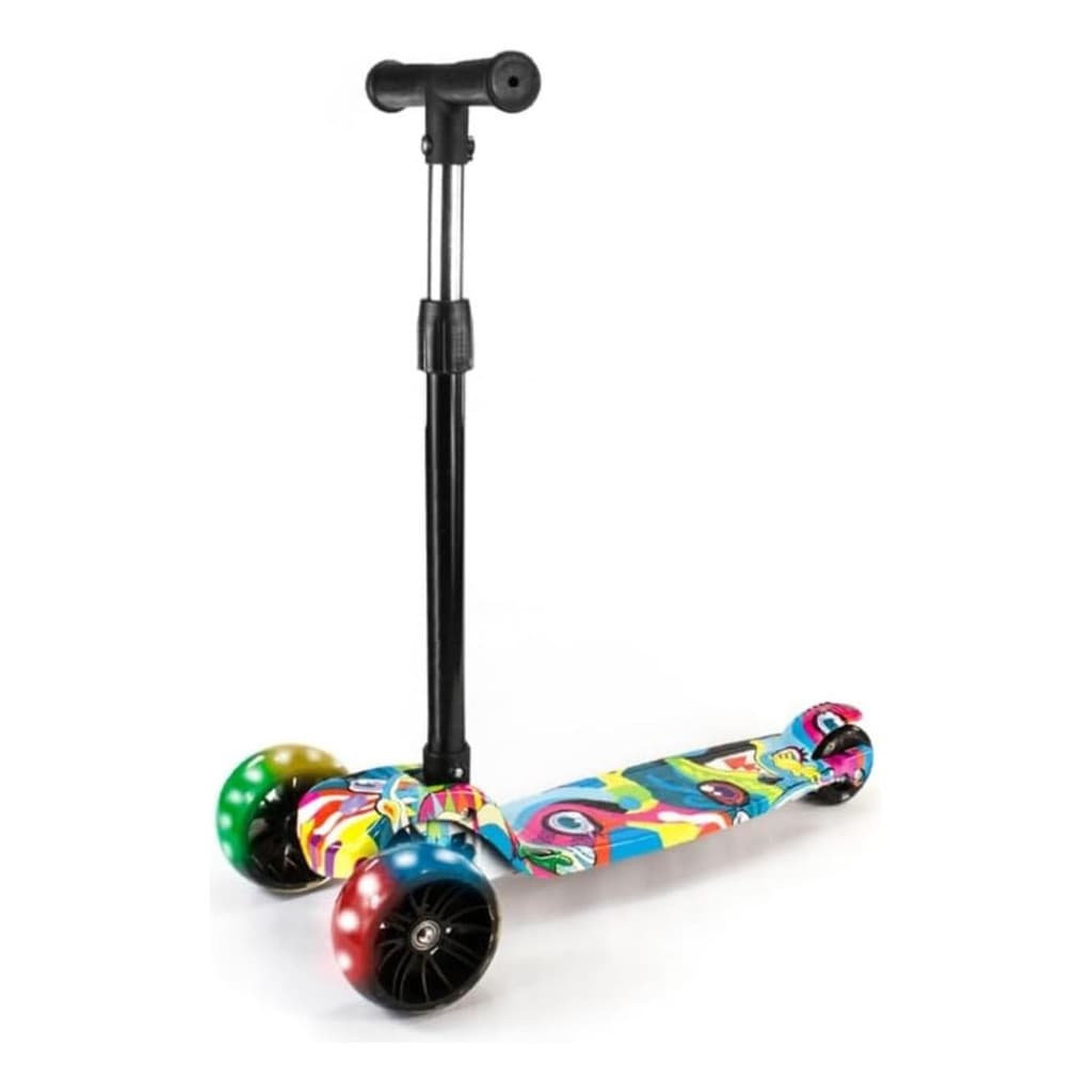 Patinete Infantil 3 Rodas Dobrável Colorido Com Led