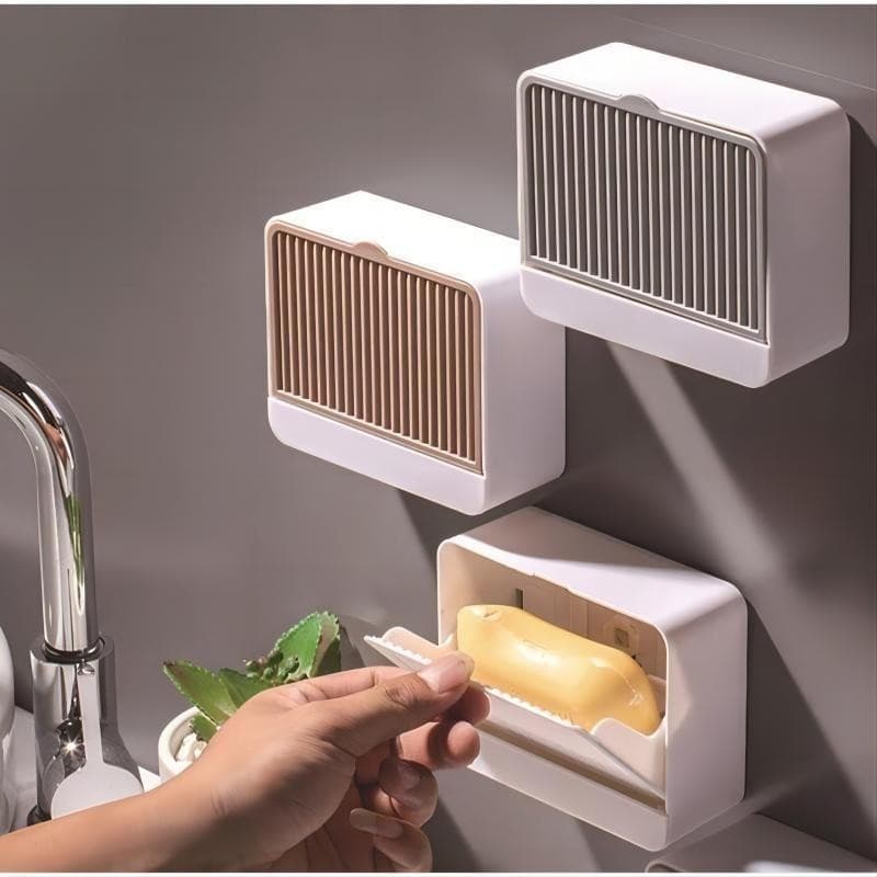 Kit Saboneteiras de Parede com Dreno Sabão Seco Suporte Adesivo Resistente Instalação sem Furos