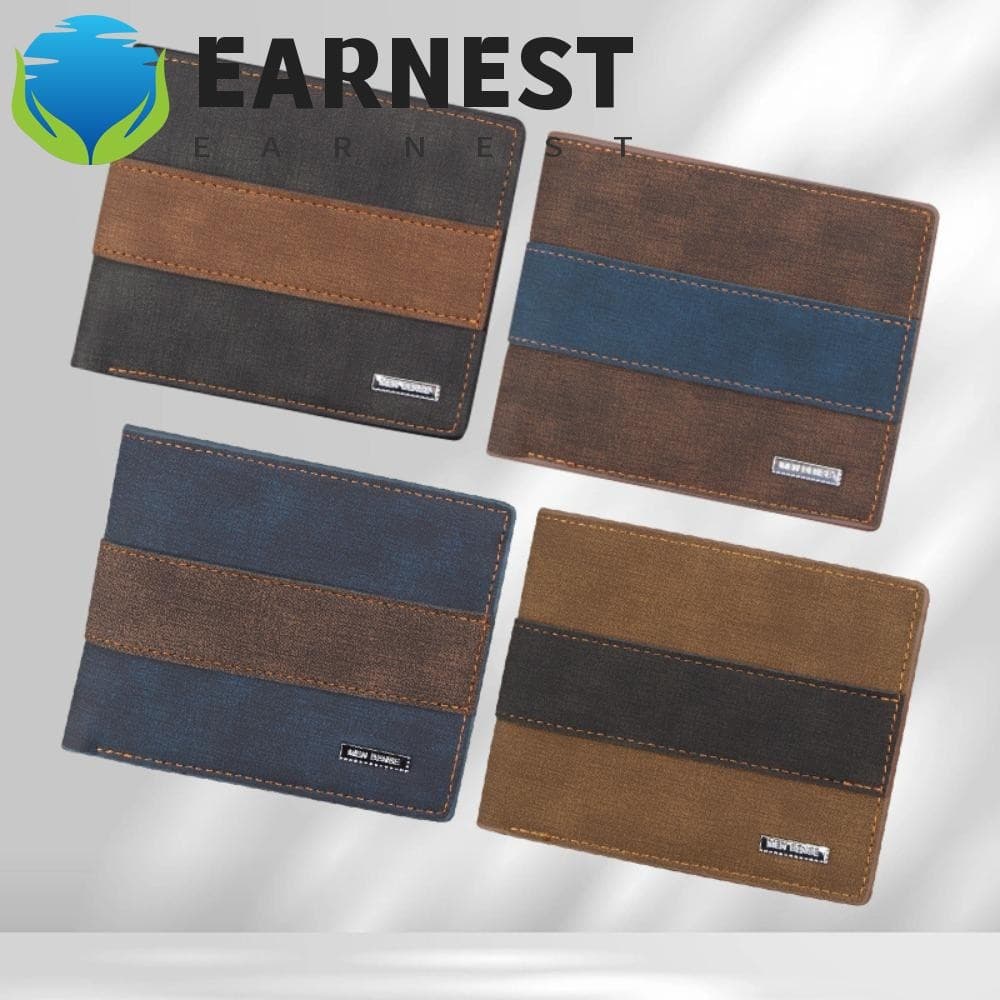 Carteira Curta Masculina EARNEST , Bolsa Para Cartão PU Vintage Multiposição , Bolso Casual Moedas De Couro De Grande Ca